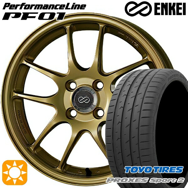 【取付対象】225/40R18 92Y XL トーヨー プロクセススポーツ2 ENKEI エンケイ パフォーマンスライン PF01 ゴールド 18インチ 7.5J 5H114.3 サマータイヤホイールセット