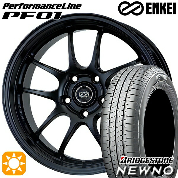 【取付対象】185/65R15 88S ブリヂストン ニューノ ENKEI エンケイ パフォーマンスライン PF01 マットブラック 15インチ 6.5J 4H100 サマータイヤホイールセット ｜エムオートギャラリー