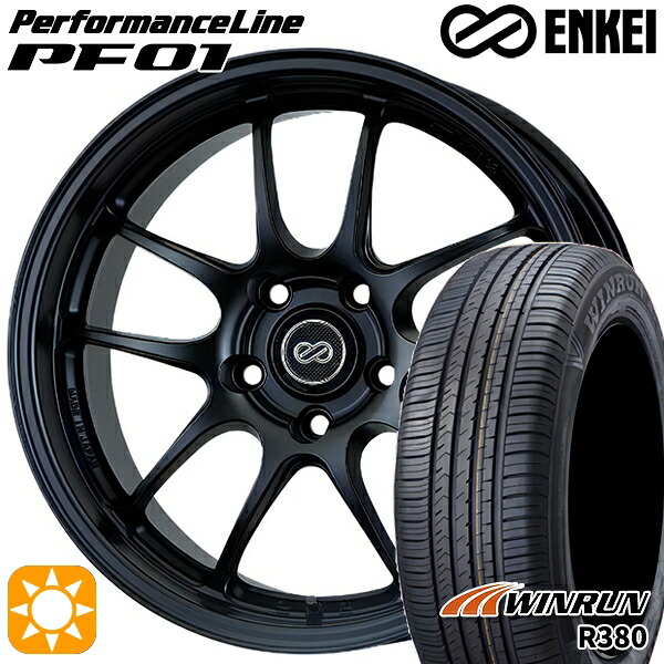 【取付対象】ライズ ロッキー 205/60R16 92H ウィンラン R380 ENKEI エンケイ パフォーマンスライン PF01 マットブラック 16インチ 6.5J 4H100 サマータイヤホイールセット ｜エムオートギャラリー