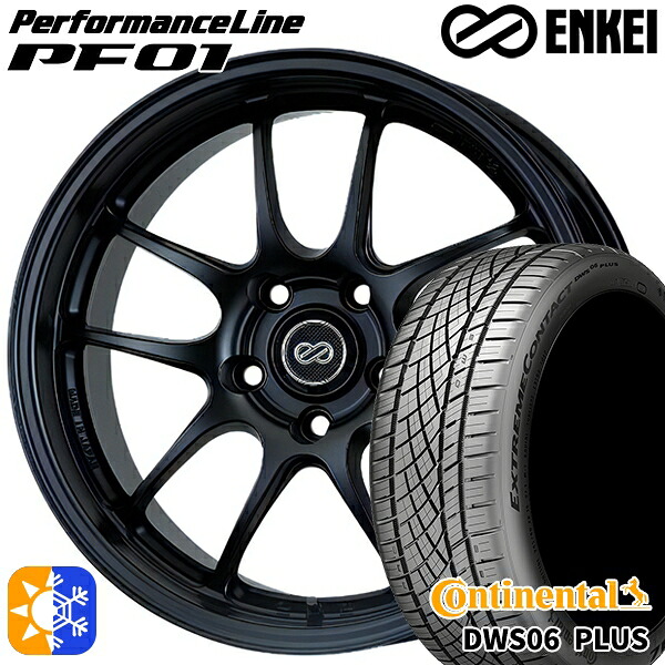 215/45R18 93Y XL コンチネンタル DWS06+ ENKEI エンケイ パフォーマンスライン PF01 マットブラック 18インチ 7.5J 5H114.3 オールシーズンタイヤホイールセット