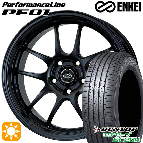 【取付対象】215/60R17 96V ダンロップ エナセーブ EC204 ENKEI エンケイ パフォーマンスライン PF01 マットブラック 17インチ 7.5J 5H114.3 サマータイヤホイールセット