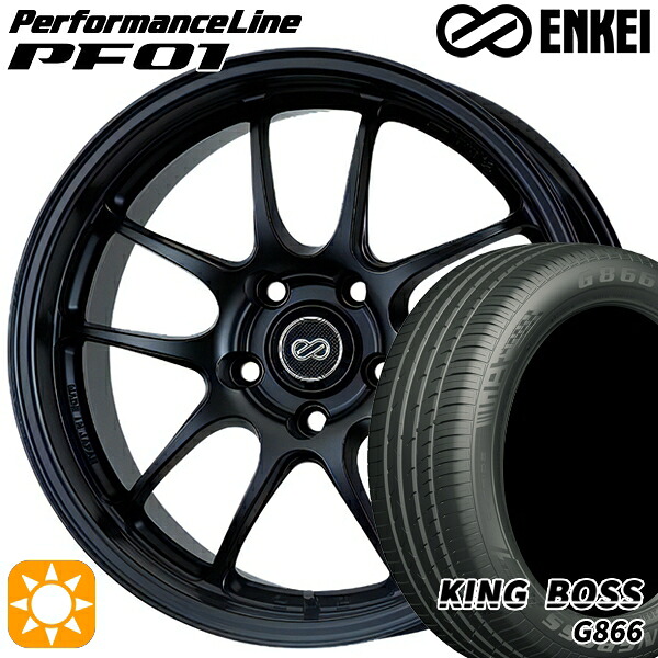 【取付対象】205/50R17 93W XL キングボス G866 ENKEI エンケイ パフォーマンスライン PF01 マットブラック 17インチ 7.5J 5H100 サマータイヤホイールセット ｜エムオートギャラリー