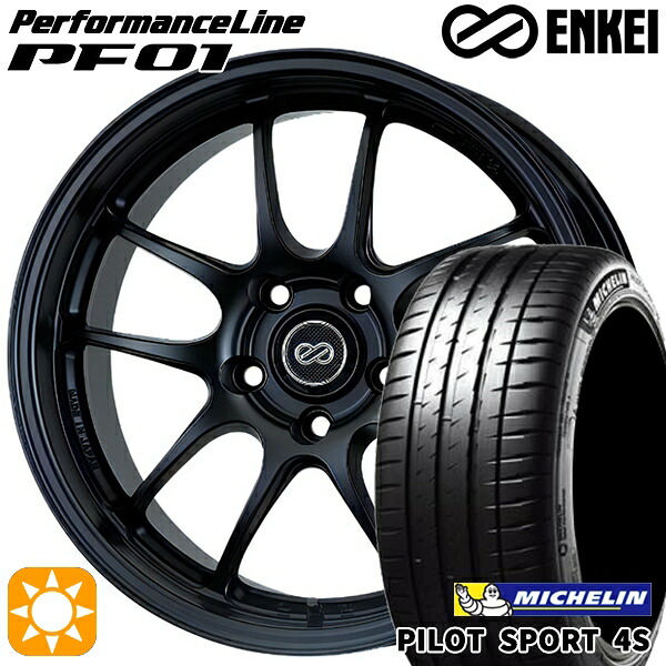 【取付対象】215/35R18 (84Y) XL ミシュラン パイロットスポーツ 4S ENKEI エンケイ パフォーマンスライン PF01 マットブラック 18インチ 7.5J 5H114.3 サマータイヤホイールセット