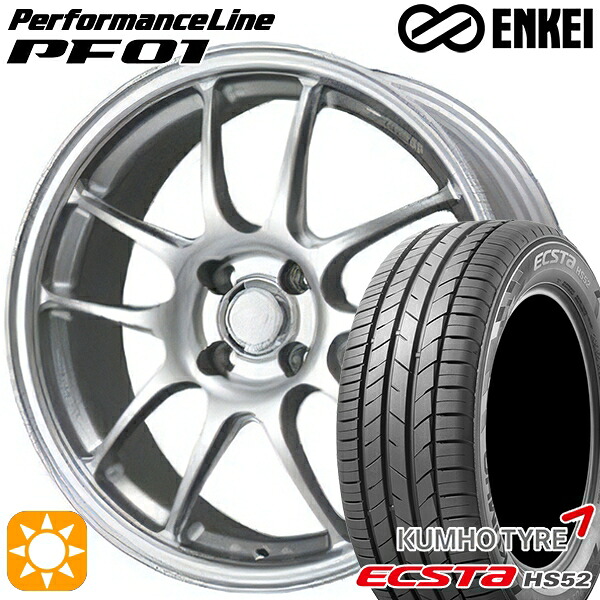 【取付対象】195/50R16 88V XL クムホ エクスタ HS52 ENKEI エンケイ パフォーマンスライン PF01 スパークルシルバー 16インチ 6.5J 4H100 サマータイヤホイールセット
