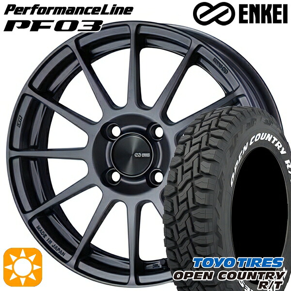 【取付対象】165/60R15 77Q トーヨー オープンカントリー R/T ホワイトレター ENKEI エンケイ パフォーマンスライン PF03 マットダークガンメタリック 15インチ 5.0J 4H100 サマータイヤホイールセット