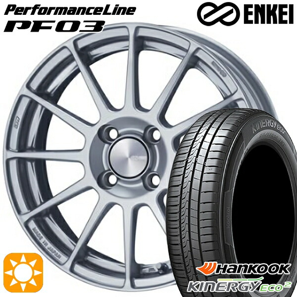 【取付対象】175/65R15 84H ハンコック KlnERGy ECO2 K435 ENKEI エンケイ パフォーマンスライン PF03 スパークルシルバー 15インチ 6.0J 4H100 サマータイヤホイールセット