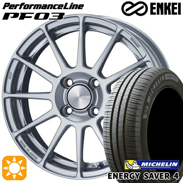 【取付対象】195/50R16 88V XL ミシュラン エナジーセイバー4 ENKEI エンケイ パフォーマンスライン PF03 スパークルシルバー 16インチ 6.5J 4H100 サマータイヤホイールセット |エムオートギャラリー