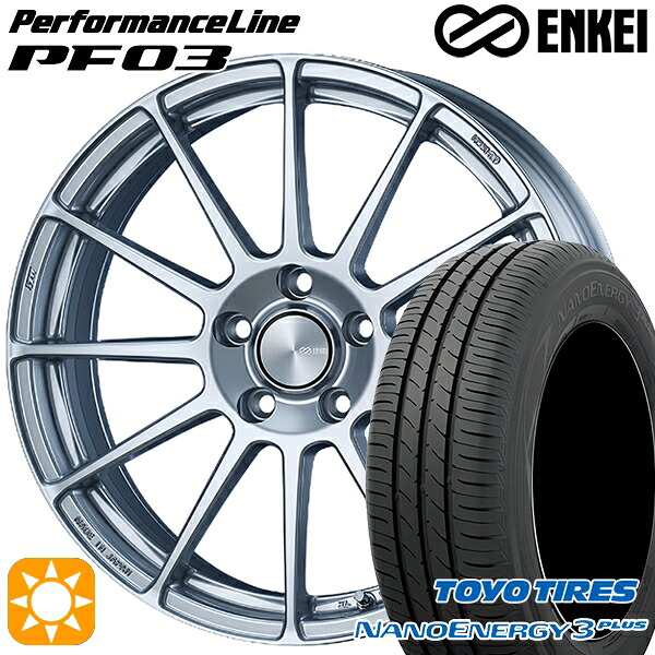 【取付対象】225/50R18 95W トーヨー ナノエナジー3プラス ENKEI エンケイ パフォーマンスライン PF03 スパークルシルバー 18インチ 7.5J 5H114.3 サマータイヤホイールセット