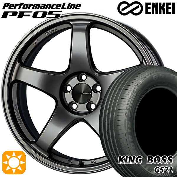 【取付対象】175/65R15 84H キングボス G521 ENKEI エンケイ パフォーマンスライン PF05 ダークシルバー 15インチ 6.0J 4H100 サマータイヤホイールセット