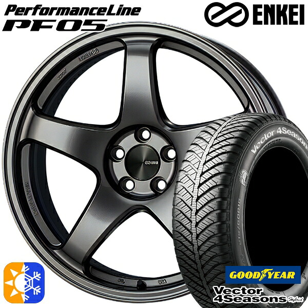 アウディ A3/S3 225/40R18 92H XL グッドイヤー ベクター フォーシーズンズ ENKEI エンケイ PF05 ダークシルバー 18インチ 8.0J 5H112 オールシーズンタイヤホイールセット ｜エムオートギャラリー