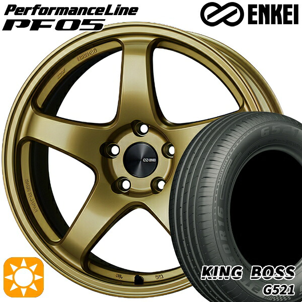 【取付対象】165/65R15 81H キングボス G521 ENKEI エンケイ パフォーマンスライン PF05 ゴールド 15インチ 5.0J 4H100 サマータイヤホイールセット