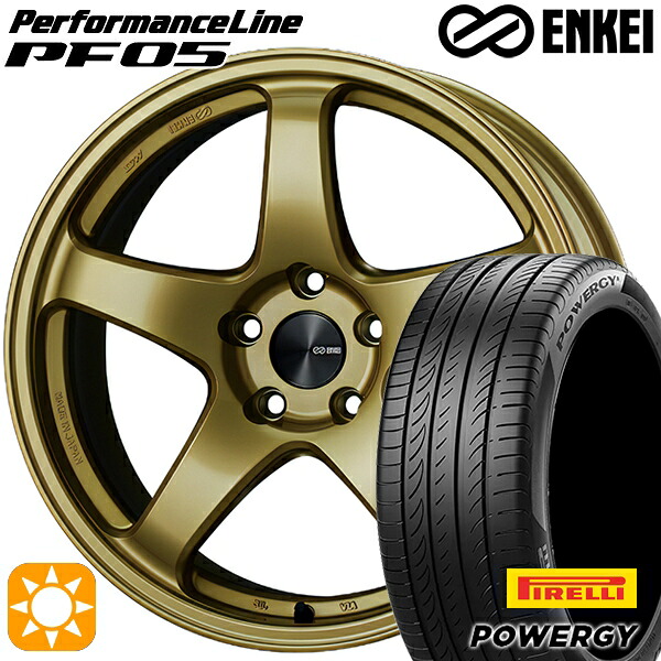 【取付対象】205/45R17 88W XL ピレリ パワジー ENKEI エンケイ パフォーマンスライン PF05 ゴールド 17インチ 7.0J 4H100 サマータイヤホイールセット |エムオートギャラリー