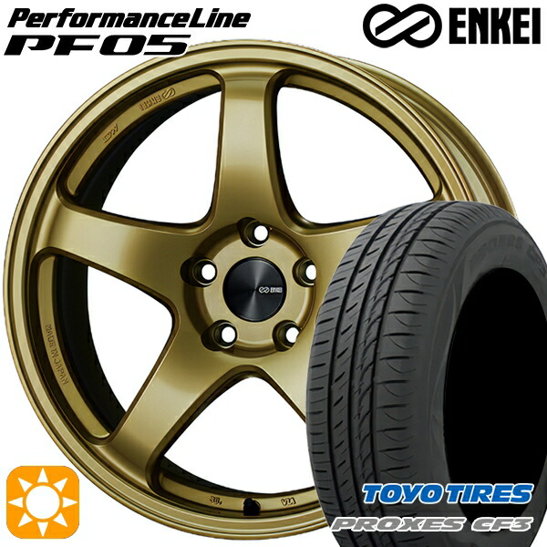 【取付対象】BP系レガシィアウトバック 215/55R17 98V XL トーヨー プロクセス CF3 ENKEI エンケイ パフォーマンスライン PF05 ゴールド 17インチ 7.5J 5H100 サマータイヤホイールセット
