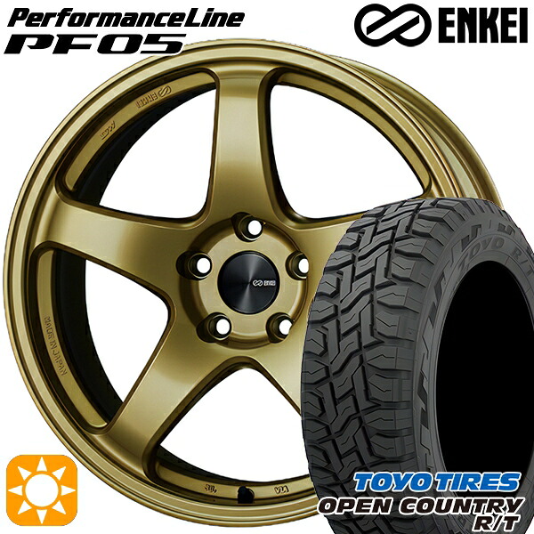 【取付対象】225/60R17 99Q トーヨー オープンカントリー R/T ENKEI エンケイ パフォーマンスライン PF05 ゴールド 17インチ 7.0J 5H114.3 サマータイヤホイールセット