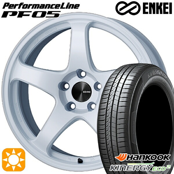 【取付対象】165/55R15 75V ハンコック KlnERGy ECO2 K435 ENKEI エンケイ パフォーマンスライン PF05 ホワイト 15インチ 5.0J 4H100 サマータイヤホイールセット