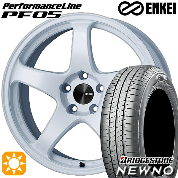 【取付対象】165/50R15 73V ブリヂストン ニューノ ENKEI エンケイ パフォーマンスライン PF05 ホワイト 15インチ 5.0J 4H100 サマータイヤホイールセット