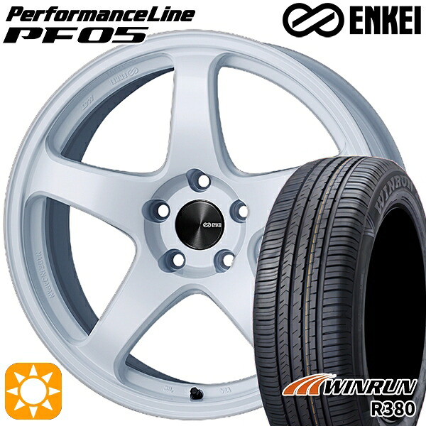 【取付対象】ライズ ロッキー 205/60R16 92H ウィンラン R380 ENKEI エンケイ パフォーマンスライン PF05 ホワイト 16インチ 6.5J 4H100 サマータイヤホイールセット ｜エムオートギャラリー