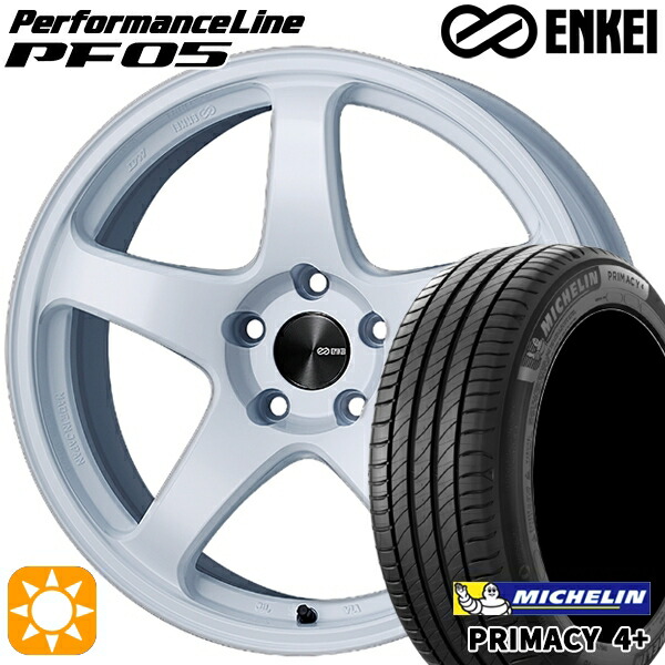 【取付対象】215/50R17 95W XL ミシュラン プライマシー4プラス ENKEI エンケイ パフォーマンスライン PF05 ホワイト 17インチ 7.5J 5H100 サマータイヤホイールセット