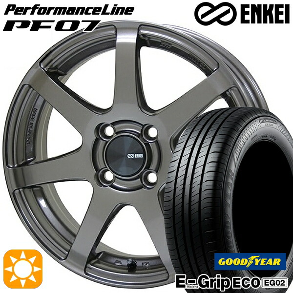 【取付対象】175/55R15 77V グッドイヤー エフィシェントグリップ EG02 ENKEI エンケイ パフォーマンスライン PF07 ダークシルバー 15インチ 6.0J 4H100 サマータイヤホイールセット