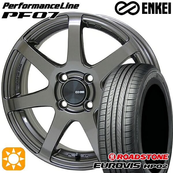 【取付対象】165/60R15 ネクセン ロードストーン ユーロビズ HP02 ENKEI エンケイ パフォーマンスライン PF07 ダークシルバー 15インチ 5.0J 4H100 サマータイヤホイールセット