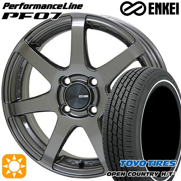 【取付対象】165/60R15 77H トーヨー オープンカントリー H/T2 WR ENKEI エンケイ パフォーマンスライン PF07 ダークシルバー 15インチ 5.0J 4H100 サマータイヤホイールセット