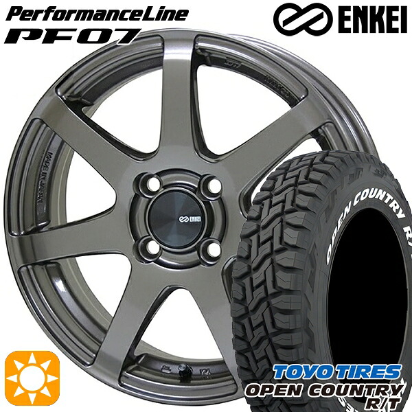 【取付対象】165/60R15 77Q トーヨー オープンカントリー R/T ホワイトレター ENKEI エンケイ パフォーマンスライン PF07 ダークシルバー 15インチ 5.0J 4H100 サマータイヤホイールセット