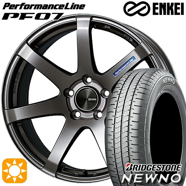 【取付対象】225/55R18 98V ブリヂストン ニューノ ENKEI エンケイ パフォーマンスライン PF07 ダークシルバー 18インチ 7.5J 5H114.3 サマータイヤホイールセット