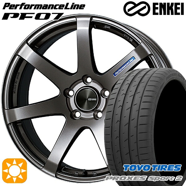 【取付対象】225/45R19 96Y XL トーヨー プロクセススポーツ2 ENKEI エンケイ パフォーマンスライン PF07 ダークシルバー 19インチ 8.5J 5H114.3 サマータイヤホイールセット ｜エムオートギャラリー