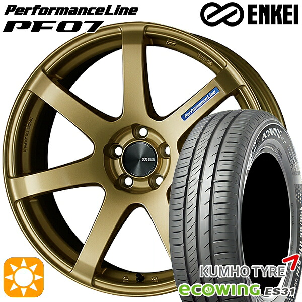 【取付対象】165/65R15 81H クムホ エコウィング ES31 ENKEI エンケイ パフォーマンスライン PF07 ゴールド 15インチ 5.0J 4H100 サマータイヤホイールセット