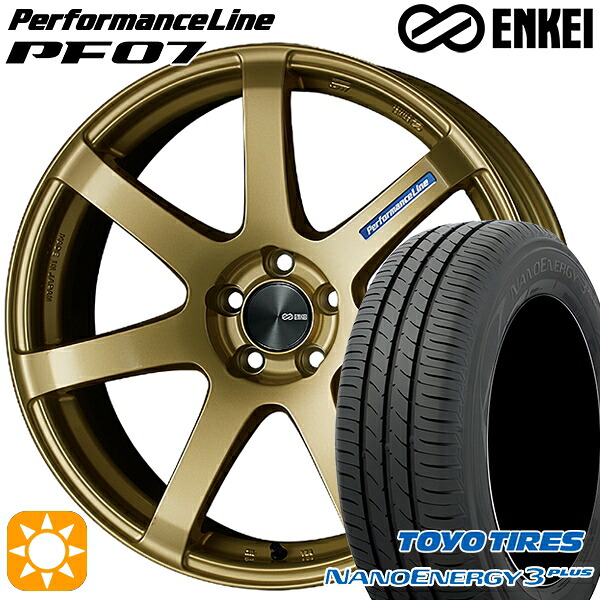 【取付対象】225/50R18 95W トーヨー ナノエナジー3プラス ENKEI エンケイ パフォーマンスライン PF07 ゴールド 18インチ 7.5J 5H114.3 サマータイヤホイールセット