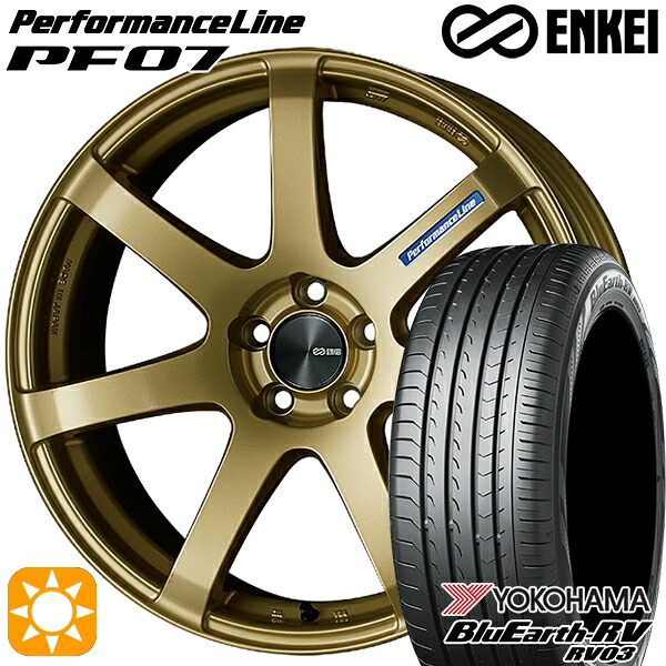 【取付対象】225/40R19 93W XL ヨコハマ ブルーアース RV03 ENKEI エンケイ パフォーマンスライン PF07 ゴールド 19インチ 8.0J 5H114.3 サマータイヤホイールセット |エムオートギャラリー