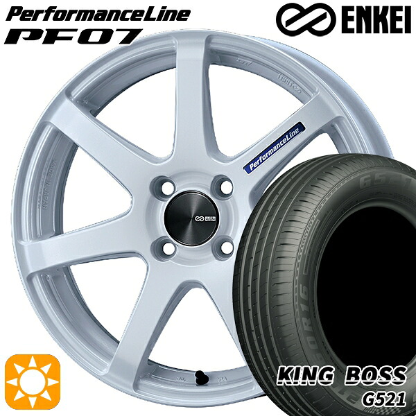 【取付対象】165/65R15 81H キングボス G521 ENKEI エンケイ パフォーマンスライン PF07 パールホワイト 15インチ 5.0J 4H100 サマータイヤホイールセット