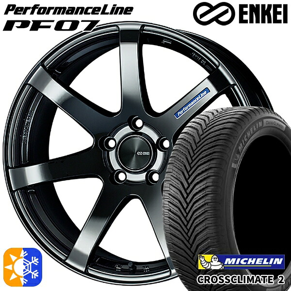 235/55R18 104V XL ミシュラン クロスクライメート2 ENKEI エンケイ パフォーマンスライン PF07 SBK 18インチ 7.5J 5H114.3 オールシーズンタイヤホイールセット
