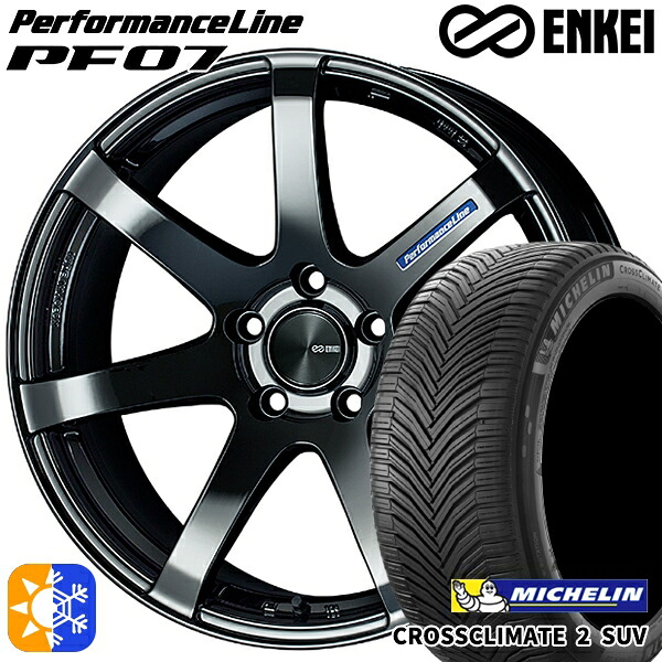 225/45R19 96W XL ミシュラン クロスクライメート2 SUV ENKEI エンケイ パフォーマンスライン PF07 SBK 19インチ 8.0J 5H114.3 オールシーズンタイヤホイールセット