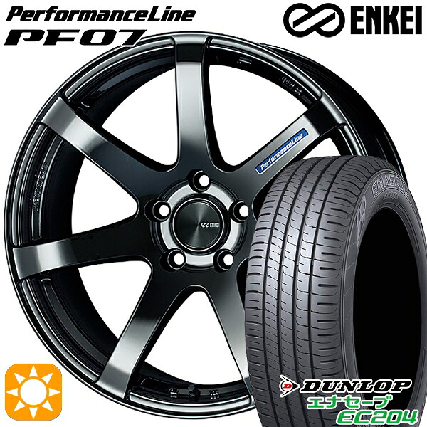 【取付対象】225/45R18 95W XL ダンロップ エナセーブ EC204 ENKEI エンケイ パフォーマンスライン PF07 SBK 18インチ 7.5J 5H114.3 サマータイヤホイールセット