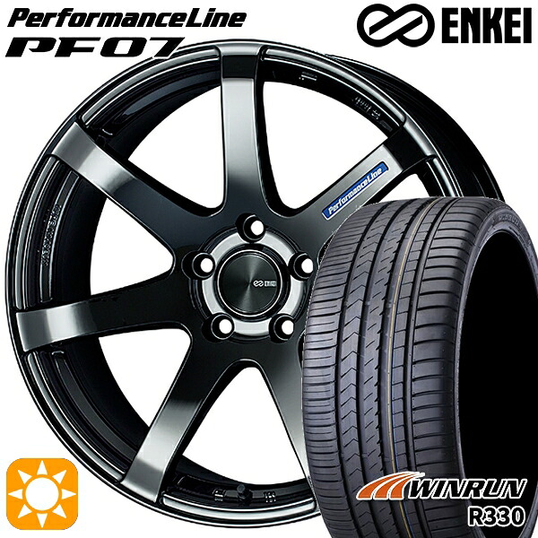 【取付対象】ハリアー アウトランダー 245/45R19 102W XL ウィンラン R330 ENKEI エンケイ パフォーマンスライン PF07 SBK 19インチ 8.0J 5H114.3 サマータイヤホイールセット |エムオートギャラリー