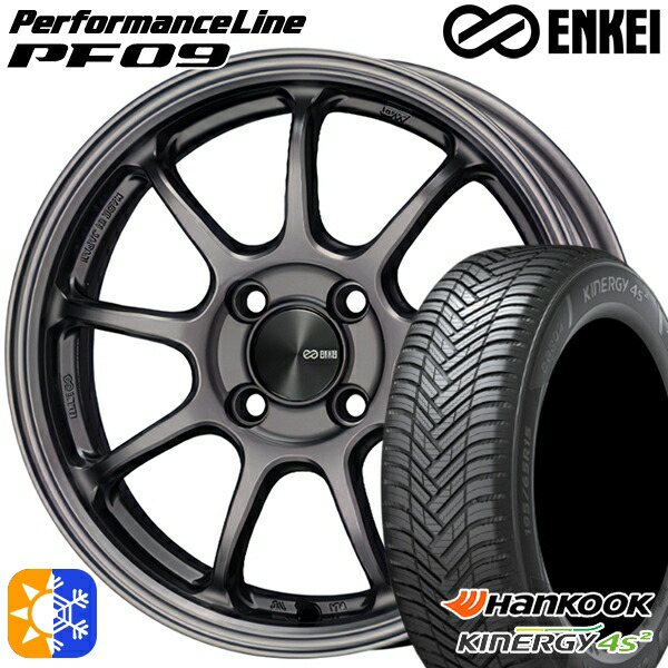 165/60R15 77H ハンコック KInERGy 4s 2 (H750) ENKEI エンケイ パフォーマンスライン PF09 ダークシルバー 15インチ 5.0J 4H100 オールシーズンタイヤホイールセット