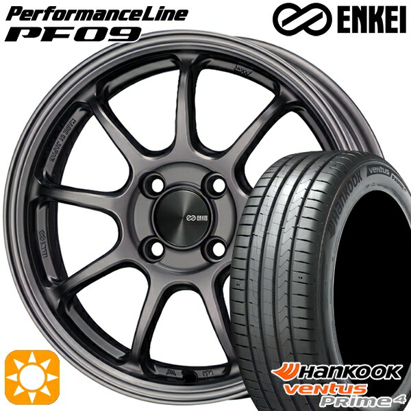 【取付対象】195/55R16 87V ハンコック veNtus PRime4 K135 ENKEI エンケイ パフォーマンスライン PF09 ダークシルバー 16インチ 6.5J 4H100 サマータイヤホイールセット