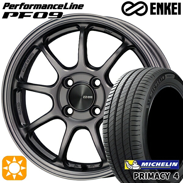 【取付対象】185/60R15 88H XL ミシュラン プライマシー4 ENKEI エンケイ パフォーマンスライン PF09 ダークシルバー 15インチ 6.0J 4H100 サマータイヤホイールセット