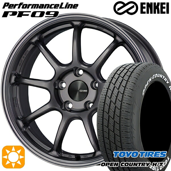 【取付対象】225/60R18 100H トーヨー オープンカントリー H/T2 WL ENKEI エンケイ パフォーマンスライン PF09 ダークシルバー 18インチ 7.5J 5H114.3 サマータイヤホイールセット ｜エムオートギャラリー