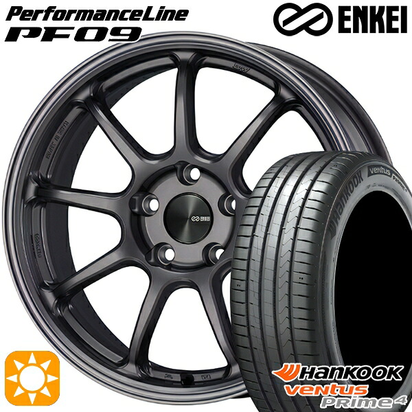 【取付対象】225/65R17 102H ハンコック veNtus PRime4 K135A ENKEI エンケイ パフォーマンスライン PF09 ダークシルバー 17インチ 7.0J 5H114.3 サマータイヤホイールセット