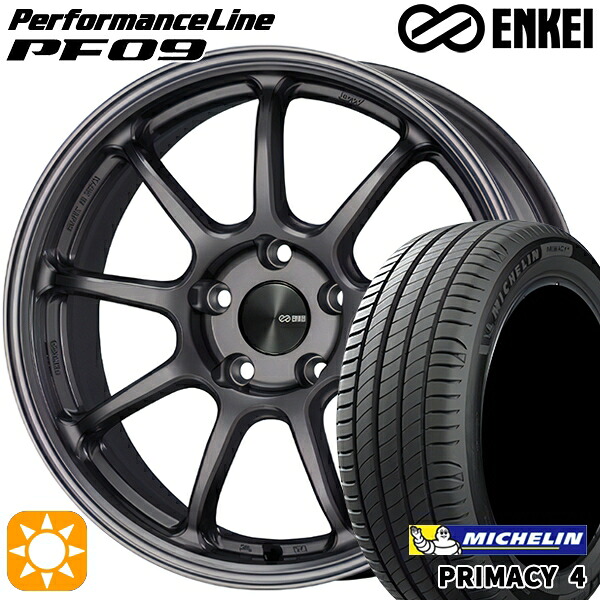 【取付対象】205/55R16 91W ミシュラン プライマシー4 ENKEI エンケイ パフォーマンスライン PF09 ダークシルバー 16インチ 6.5J 5H100 サマータイヤホイールセット 104,885円