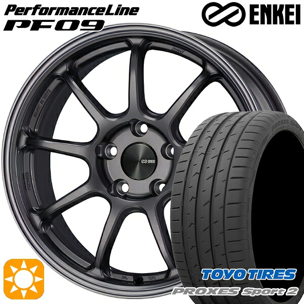 【取付対象】225/40R18 92Y XL トーヨー プロクセススポーツ2 ENKEI エンケイ パフォーマンスライン PF09 ダークシルバー 18インチ 7.5J 5H114.3 サマータイヤホイールセット
