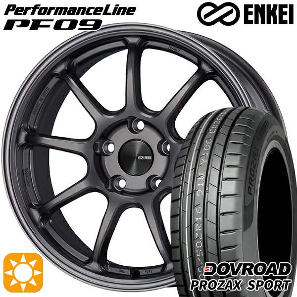 【取付対象】C-HR レガシィB4 225/50R18 99W XL DOVROAD プロザックススポーツ ENKEI エンケイ パフォーマンスライン PF09 ダークシルバー 18インチ 8.0J 5H114.3 サマータイヤホイールセット |エムオートギャラリー