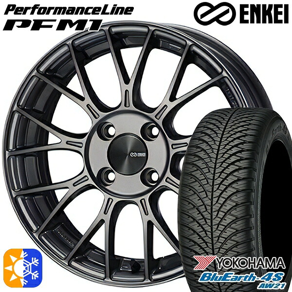 ライズ ロッキー 215/70R16 100/97R RWL ヨコハマ ブルーアース 4S AW21 ENKEI エンケイ パフォーマンスライン PFM1 ダークシルバー 16インチ 6.5J 4H100 オールシーズンタイヤホイールセット |エムオートギャラリー