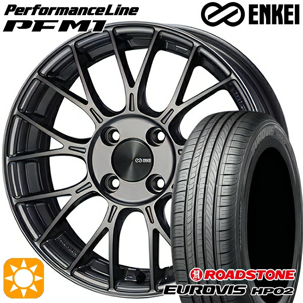 【取付対象】175/65R15 84H ネクセン ロードストーン ユーロビズ HP02 ENKEI エンケイ パフォーマンスライン PFM1 ダークシルバー 15インチ 5.5J 4H100 サマータイヤホイールセット