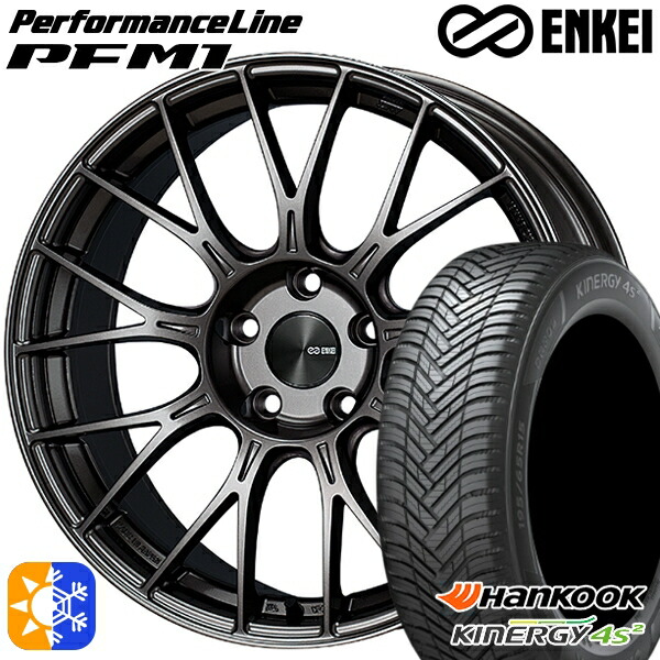235/50R18 101W XL ハンコック KInERGy 4s 2 (H750) ENKEI エンケイ パフォーマンスライン PFM1 ダークシルバー 18インチ 7.5J 5H114.3 オールシーズンタイヤホイールセット