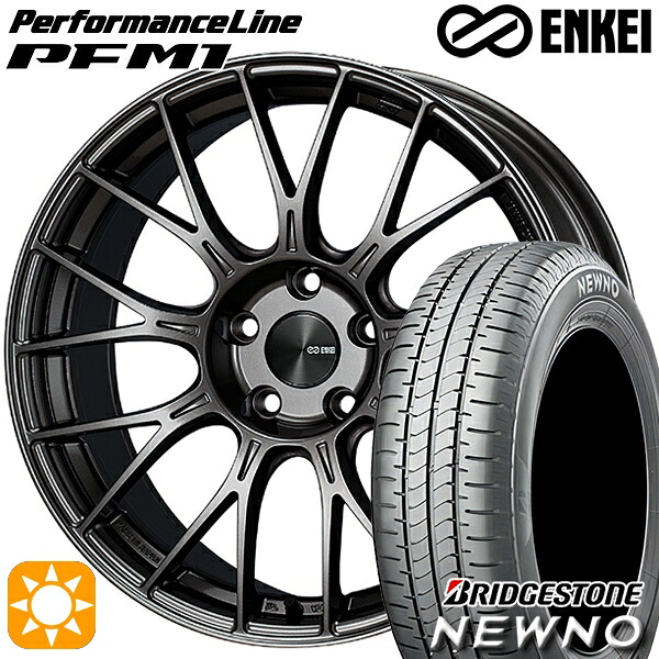 【取付対象】215/50R17 91V ブリヂストン ニューノ ENKEI エンケイ パフォーマンスライン PFM1 ダークシルバー 17インチ 7.5J 5H100 サマータイヤホイールセット ｜エムオートギャラリー 128,500円