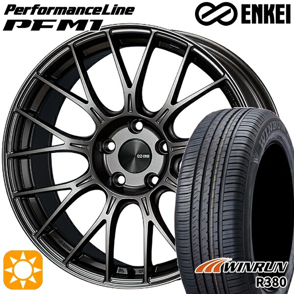 【取付対象】フォレスターSH 215/60R17 96V ウィンラン R380 ENKEI エンケイ パフォーマンスライン PFM1 ダークシルバー 17インチ 7.5J 5H100 サマータイヤホイールセット