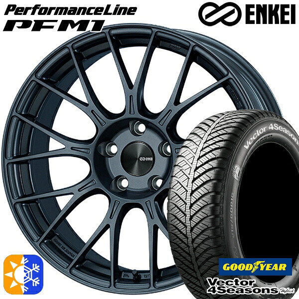 マツダ2 ノート 185/65R15 88H グッドイヤー ベクター フォーシーズンズ ENKEI エンケイ パフォーマンスライン PFM1 15インチ 5.5J 4H100 マットダークガンメタリック オールシーズンタイヤホイールセット |エムオートギャラリー